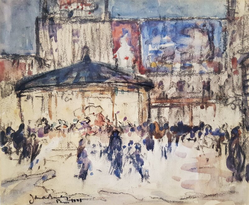 John Rankine Barclay, ‘Paris Street Scene’, 1921, Drawing, Collage or other Work on Paper, Watercolor on Paper, Graves International Art