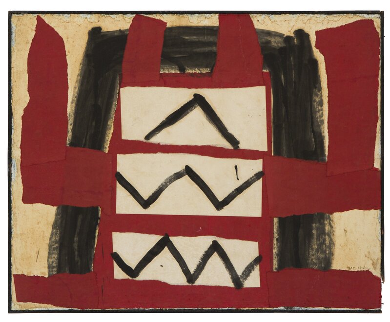 Shigeki Kitani, ‘Oni 1 (Demon 1) (T-2199)’, 1963, Painting, Collage of oil, ink, and colored paper on canvas, Thomsen Gallery