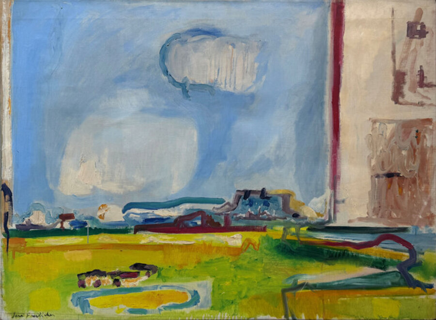 Town on a Plain (Orange Western Landscape)