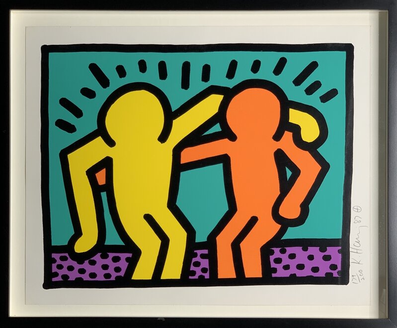 Keith Haring, ‘Best Buddies (from Pop Shop I)’, 1987, Print, Silkscreen, ink, paper, pencil, Artificial Gallery