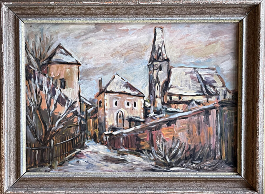 "Winter Village Scene"