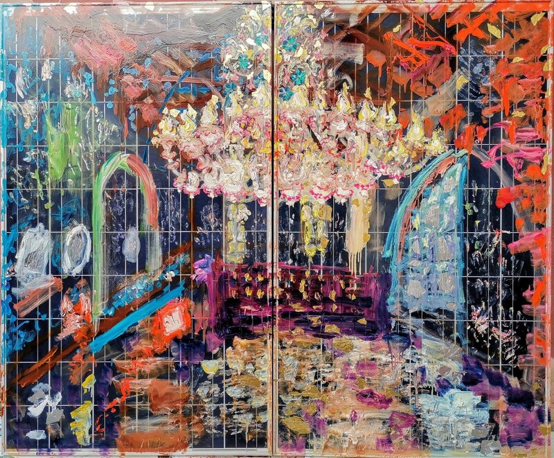 Norma de Saint Picman, ‘LUCE DELL ETERNO’, 2020, Painting, Oil on solar panels, laque, gold, silver imitation; dyptique, Noravision Gallery