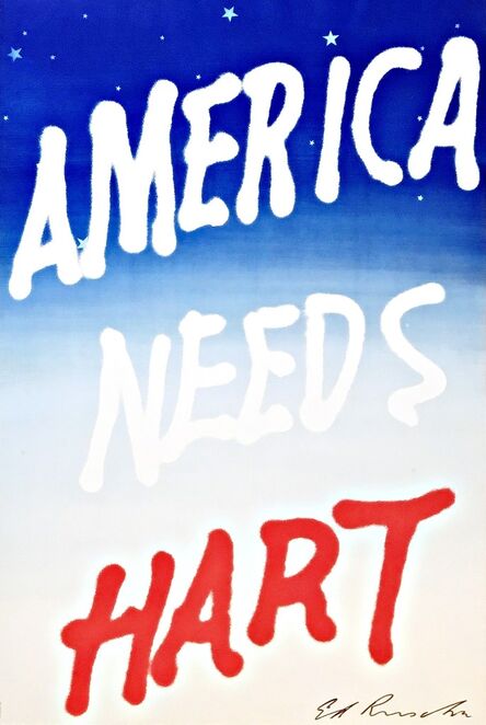 Ed Ruscha, ‘America Needs Hart (Hand Signed)’, 1983