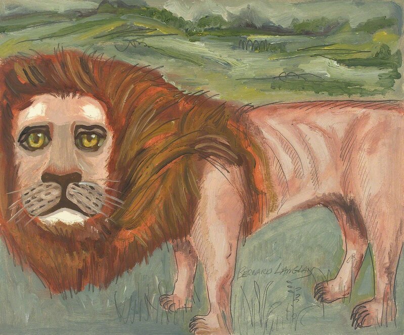 Bernard Langlais, ‘Lion’, ca. 1970, Drawing, Collage or other Work on Paper, Oil and pencil on paper, Alexandre Gallery