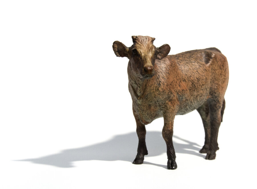 Autumn - small, bronze, cow, animal, sculpture