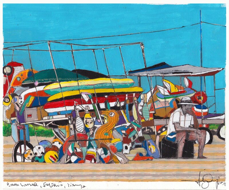 Fabio Coruzzi, ‘Beach Vendor’, 2018, Painting, Mixed Media on Paper, Artspace Warehouse