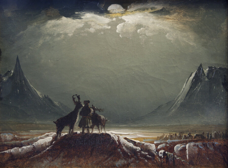 Landscape from Finnmark with Sámi and Reindeer