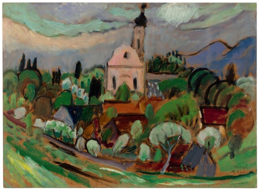 Murnau - Frühlingsstudie mit Kirchturm