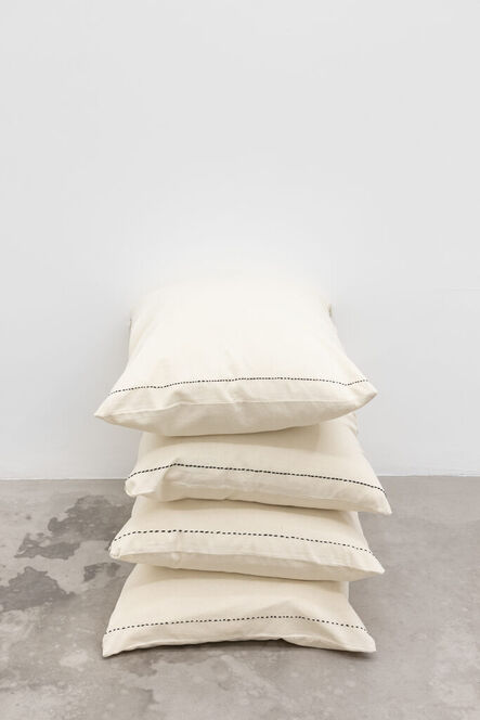 Darren Bader, ‘framed suite (pillow2) tan’, 0