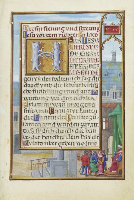 Simon Bening, ‘Border with a Captured Prophet before a Prince or King’, 1525-1530