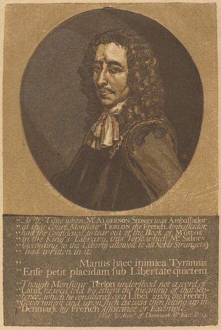 John Baptist Jackson after Justus van Verus, ‘Algernon Sidney’