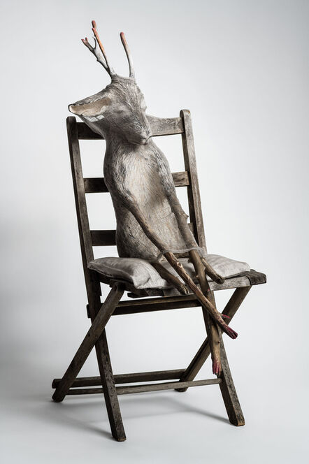 Elizabeth Jordan, ‘'Animal sitting in chair, life size sculpture: 'Jersey Devil III'’, 2019