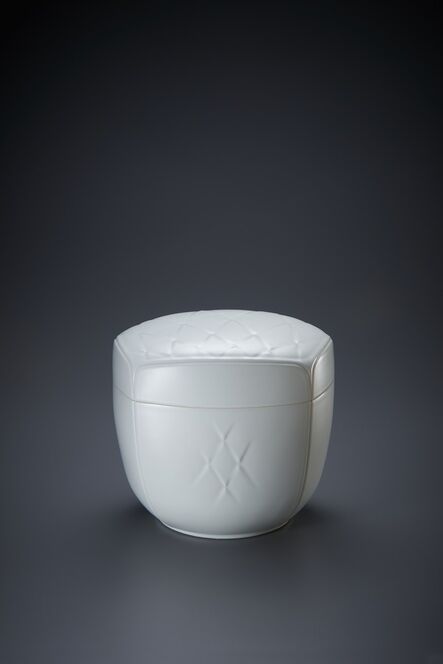 Peter Mark Hamann, ‘Sculpted White Porcelain Lidded Box with Expanding Hishi Pattern’, 2017