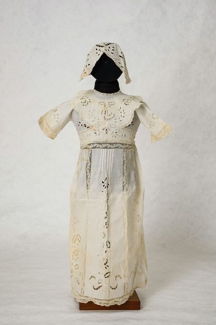 Unknown Designer, ‘Dress, bonnet and bib, for girl’s name giving ceremony, Ioannina.’, 1926