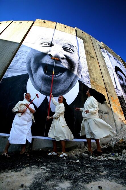 JR, ‘28 Millimètres: Face 2 Face, NUNS IN ACTION, SEPARATION WALL; SECURITY FENCE, PALESTINIAN SIDE, BETHLEHEM’, 2007