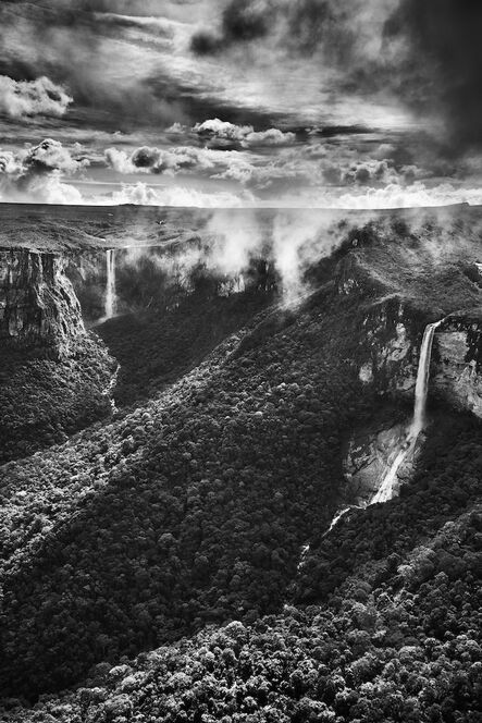 Sebastião Salgado, ‘Aracá State Park. El Dorado Falls (background) and Desabamento Falls (foreground). Tepuis are geological mesa formations with sandstone and quartzite soil, and with water plunging down their sides in waterfalls. State of Amazonas, 2019’, 2019