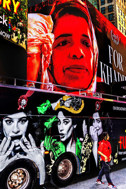 Mitchell Funk, ‘Urban Art Street Photography of Bus and Billboard Red Jacket’, 2023