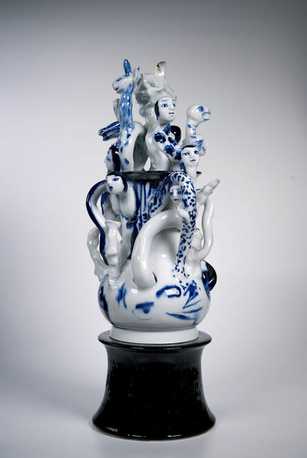 Geng Xue, ‘Bottle with Rib Bones Growing Breasts, Featuring Rabbits and Snakes’, 2023