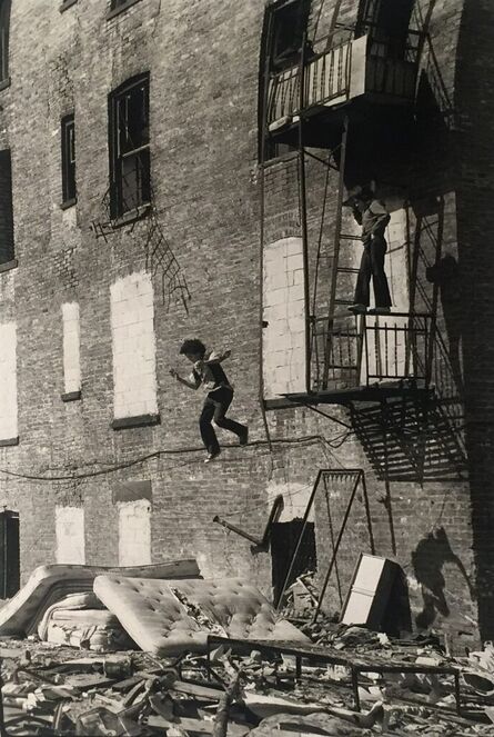Martha Cooper, ‘Boy Jumping onto Mattress from Fire Escape, Lower East Side, New York, NY’, 1978-1980