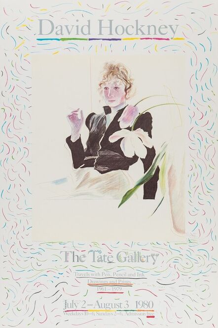 David Hockney, ‘Celia in a Black Dress with White Flowers (Baggott 35)’, 1980