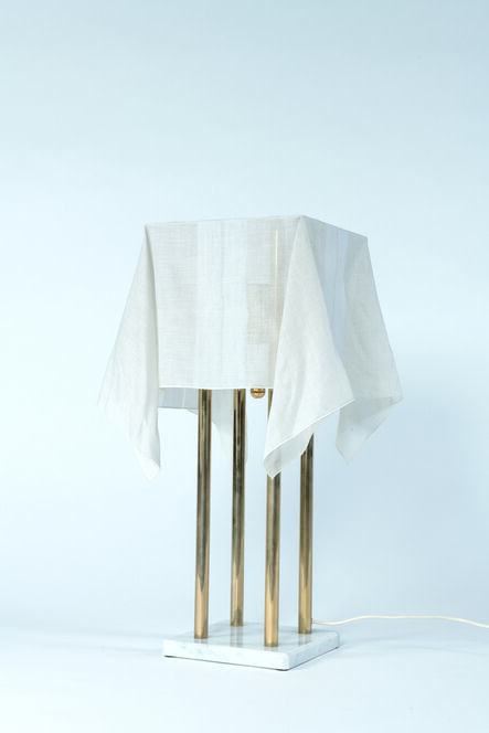 Kazuhide Takahama, ‘“Nefer” table lamp in marble, golden metal and fabric’, vers 1980