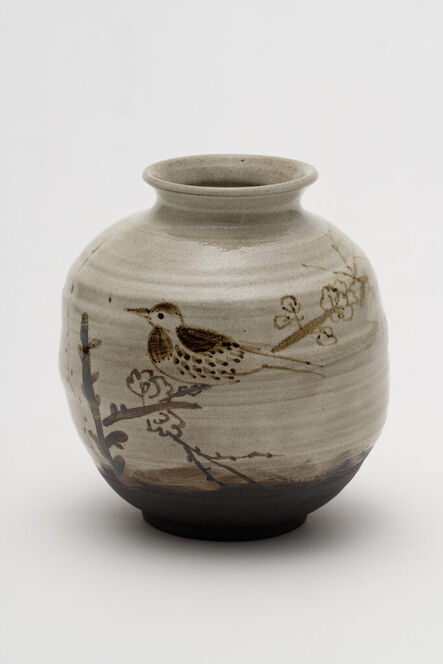 EuiJeong Yoo, ‘Neo-White Porcelain Jar with Plum and Bird Design in Underglaze Iron Brown’, 2023