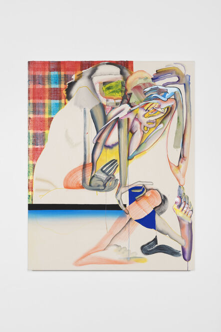 Christina Quarles, ‘Plaid About Yew, 2018, Acrylic on Canvas 127x101.6x7.6cm’, 2018