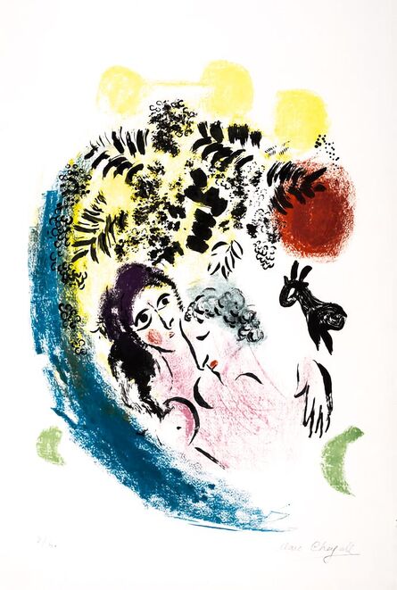 Marc Chagall, ‘Les amoureux au Soleil Rouge’, 1960