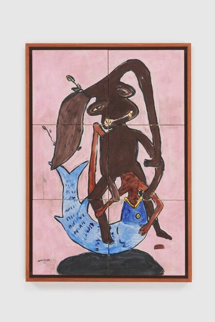 Cassi Namoda, ‘Anonymous shetani delivering a baby which is immediately devoured by a large fish’, 2022