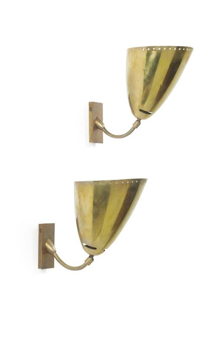 Style of Paavo Tynell, ‘A pair of appliques in brass and perforated brass’, 1960 ca.