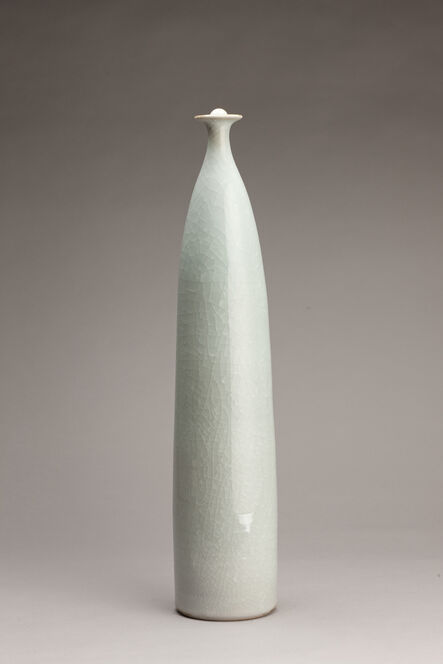 Brother Thomas Bezanson, ‘Tall narrow vase, with stopper, ice crackle glaze ’, N/A