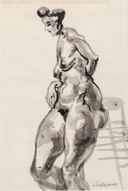 Joseph Delaney, ‘Nude with Hand on Hip Leaning Against Chair’, circa 1935