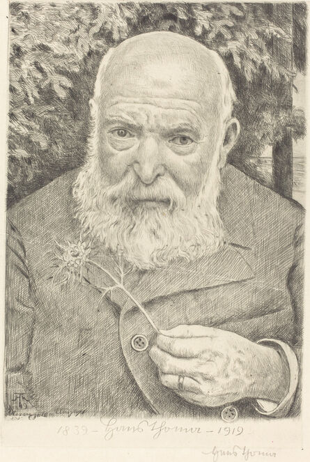 Hans Thoma, ‘Self-Portrait VI with Flower’, 1909