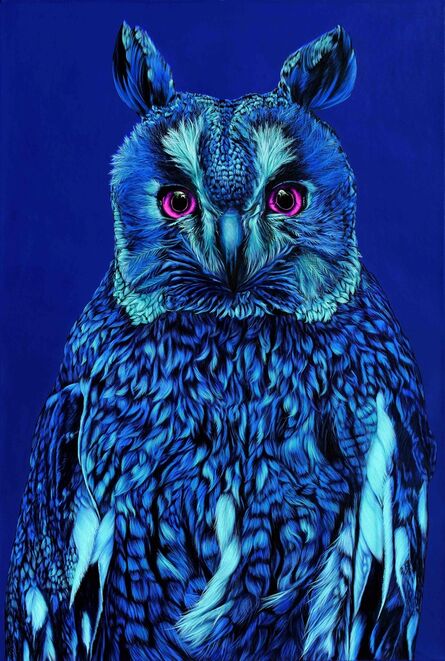 Helmut Koller, ‘Owl on Blue Background’, 2011