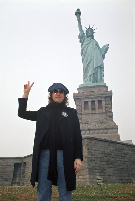 Bob Gruen, ‘John Lennon in front of The Statue of Liberty, New York City’, 1974