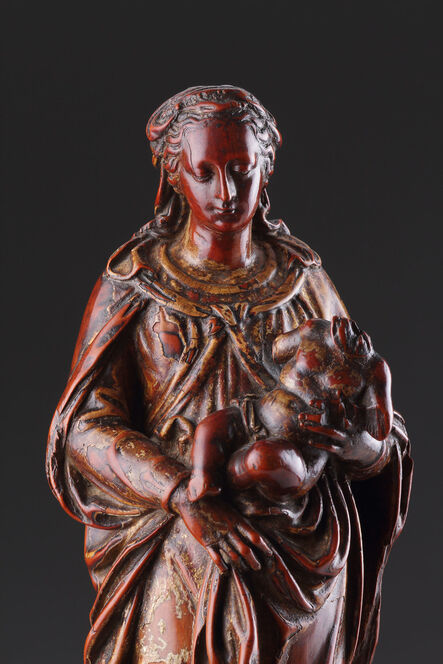 European Works of Art, ‘Fine French Renaissance Carved and Stained Boxwood Devotional Figure of the Virgin and Christ Child’, 1550-1600