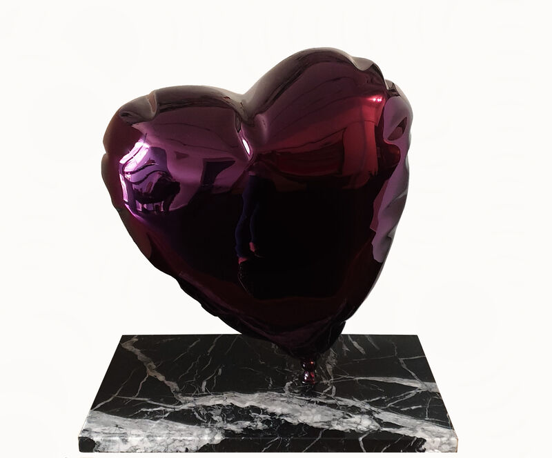 Mr. Brainwash, ‘Heart Balloon(Chrome Purple)’, 2021, Sculpture, Polished bronze on granite base, Tanya Baxter Contemporary