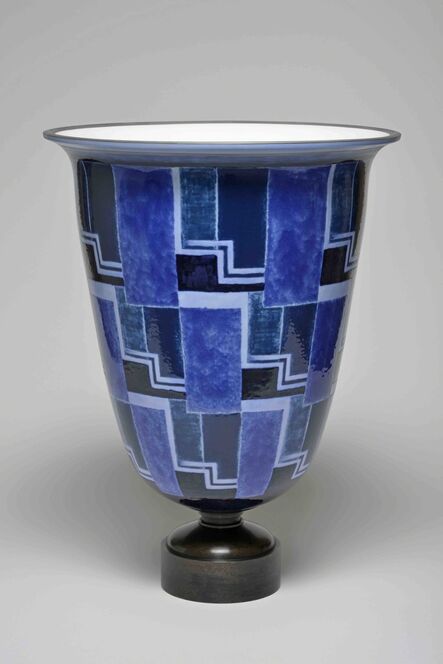 Sèvres Porcelain Manufactory, ‘Ruhlmann N°2 Vase (decor of Line’s Blue Checkerboard 34-32 01-2) ’, 1932