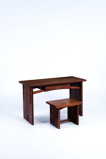 David Barr, ‘Walnut desk and matching stool’, vers 1980