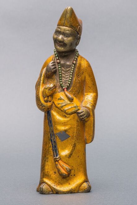 Bronze Sculpture, ‘A Painted Gilt Lacquered Bronze Figure of Ji Gong, Qing Dynasty, 17,5 cm.’