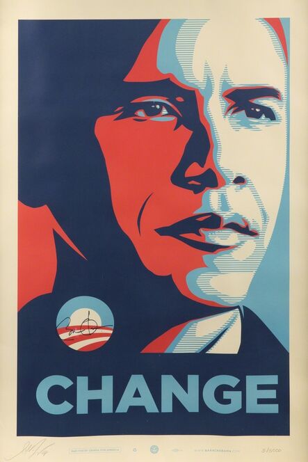 Shepard Fairey, ‘Change (Signed By Obama & Fairey)’, 2008