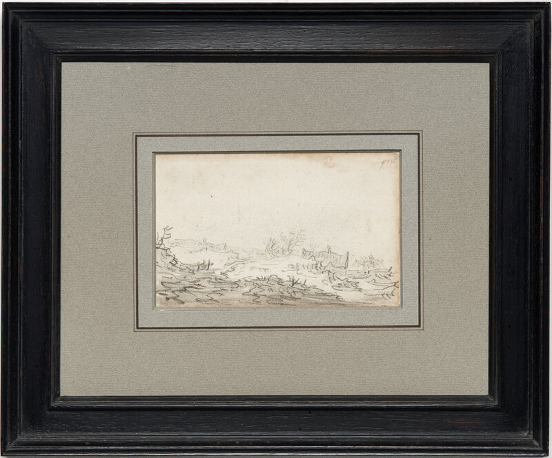 Jan van Goyen, ‘Farmroofs over the dunes’, 1651, Drawing, Collage or other Work on Paper, Black chalk, with brush and gray wash on ivory laid paper, Mireille Mosler Ltd.