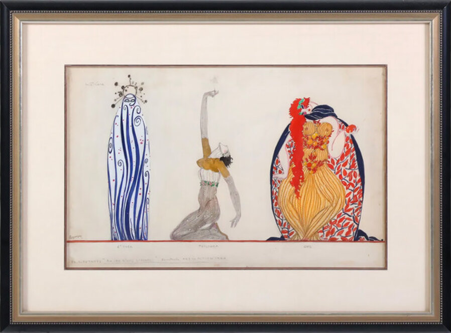 Art Deco Theatre Costume Design with Greek Mythological Figures