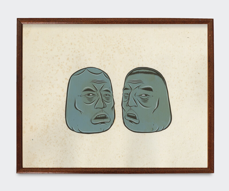 Barry McGee, ‘Untitled’, 2020, Drawing, Collage or other Work on Paper, Gouache on found paper in walnut frame with true color glass, V1 Gallery