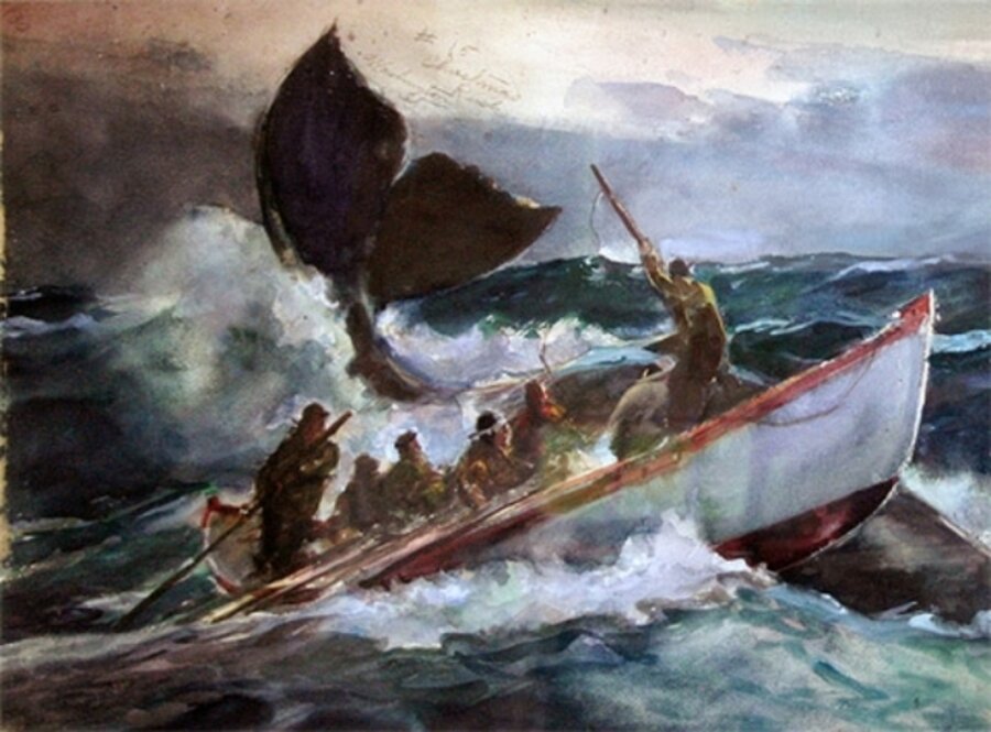 Seascape (verso); Christmas Rush, Washington Street (recto)