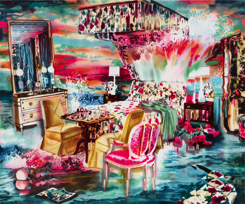 Rosson Crow, ‘We Used to Have Parties’, 2020, Painting, Acrylic, spray paint, photo transfer, and oil on canvas, Galerie Nathalie Obadia