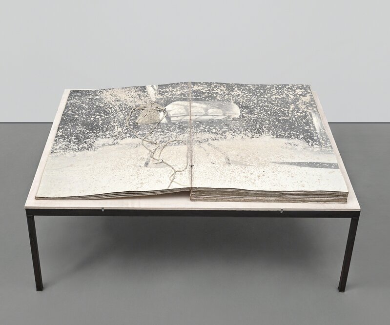 Anselm Kiefer, ‘Die Ungeborenen’, 1997, Sculpture, 38 page book with photographs laid on cardboard, including cement, fabric, metal, charcoal, straw, paper, paint, sunflower seeds and plaster, accompanied by a vitrine, Phillips
