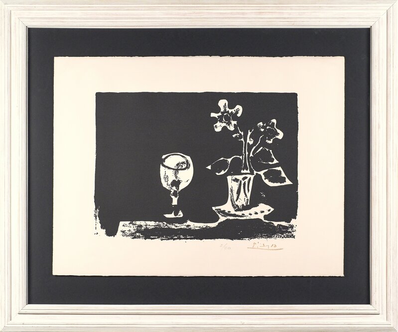 Pablo Picasso, ‘Still Life with Glass and Flowers, from The Poem of Paul Eluard’, Print, Lithograph on Arches (framed), Rago/Wright/LAMA/Toomey & Co.
