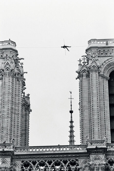 AFP, ‘Funambulist artist Philippe Petit between the steeples of Notre-Dame in Paris, June 1971.’, 1971