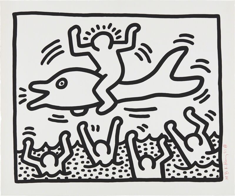 Keith Haring, ‘Untitled (Man on Dolphin)’, 1987, Print, Lithograph, on wove paper, with full margins, Phillips